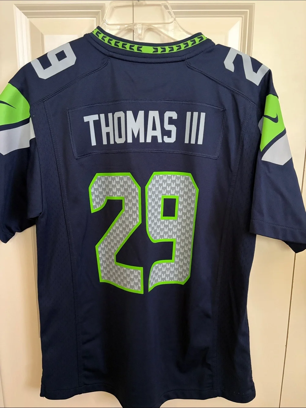 Nike Youth L Seahawks Navy & Neon Green #29 Thomas III Jersey